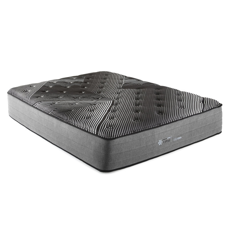 Matelas Pure Ice de 35,5 cm (14 po) pour un sommeil réparateur et frais. 2,5 cm (1 po) avec cuivre, gel, argent et graphite. Réduction des bruits de mouvement. Ressorts ensachés sur tout le pourtour. Ajustable. Fabriqué aux États-Unis. Format King - Plus frais et durable.