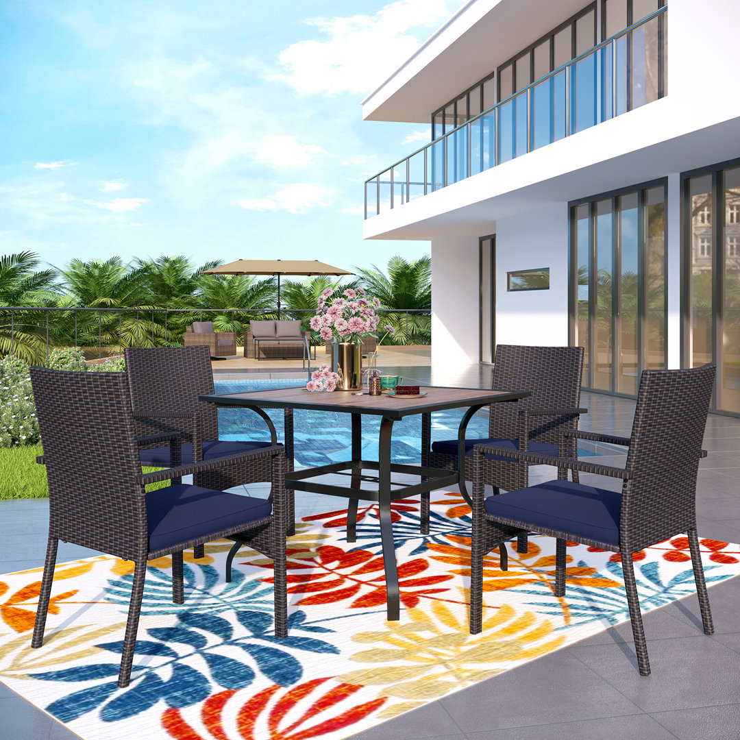 Alyah Square 5 - Piece 4 - Person 94Cm L Outdoor Table Set