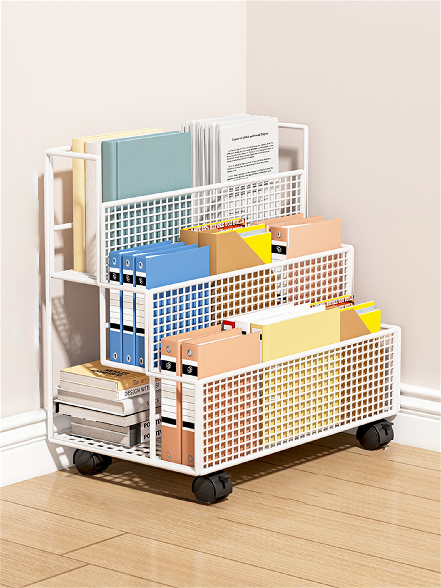 Orren Ellis Office Desk File Storage Rack, Office Desk File Storage Box ...