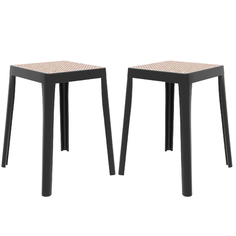 Ensemble de 2 tabourets de salle à manger empilables Dantoni, Noir
