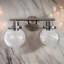 Applique murale de salle de bain, 2 pièces noire avec verre transparent, abat-jour en verre de qualité, salle de bain de style moderne, salon