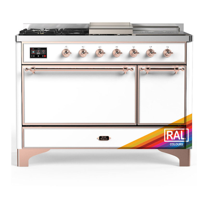 Majestic III Series 48 Inch Dual Fuel Range with 5 Sealed Burners, Griddle, Frenchtop in RAL (Natural Gas, Copper Trim)