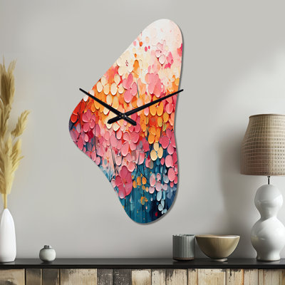 Coral Oasis I - Landscapes Unique Shape Metal Wall Clock, Modern Asymmetrical Wall Clock Print