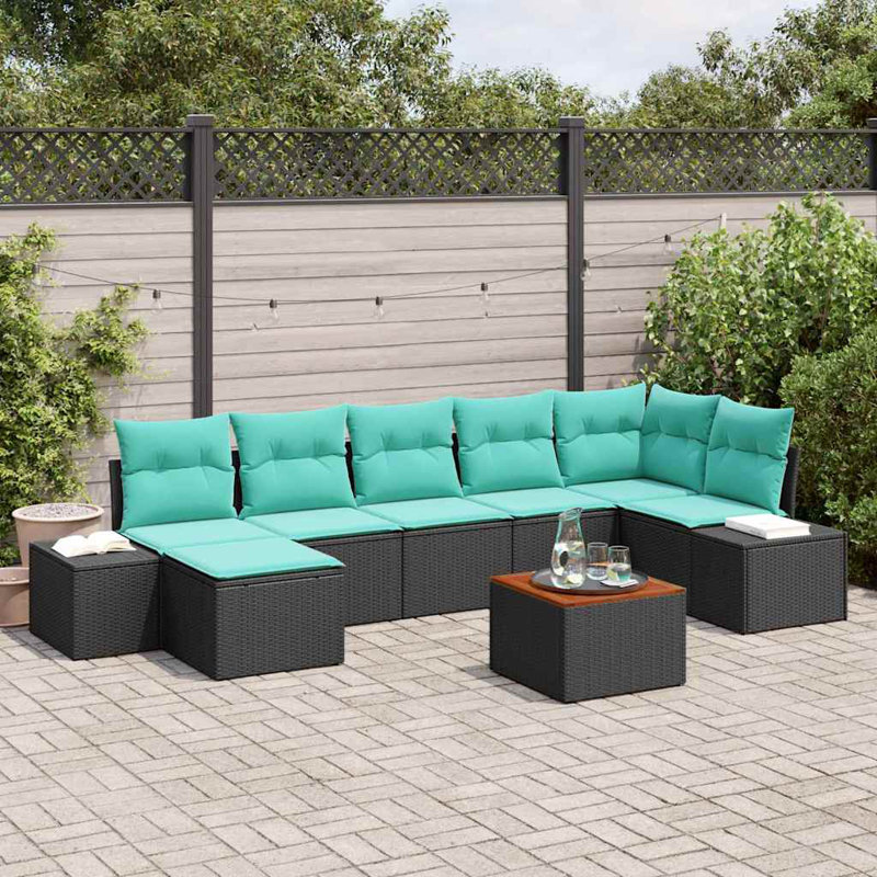 Ensemble de canapé de jardin avec coussin vidaXL 8 pièces vidaXL, Coussin bleu / cadre noir