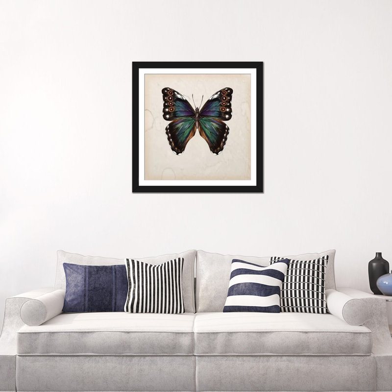 «Butterfly Study III», impression sur toile, Papier beaux-arts encadré noir, Blanc, H 16 po x l 16 po x P 1 po
