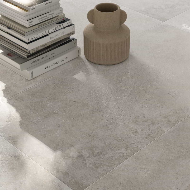 Aramon 23.62 in. x 47.24 in. Limestone Look Semi-Polished Porcelain Floor and Wall Tile (15.38 Sq. Ft. / Case), Gray