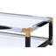 Table basse contemporaine à tablette en verre avec design épuré et pratique en métal blanc brossé
