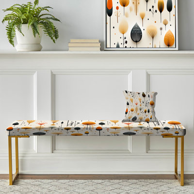 Banc floral rembourré or