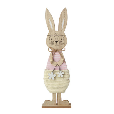 Standing Wood And Wool Rabbit Dec