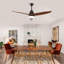 Hot sales 52 Inch Modern Black Ceiling Fan With 3 Colour Dimmable 5 Solide Wood Blades Remote Control Reversible DC Motor With Led Light-227070034