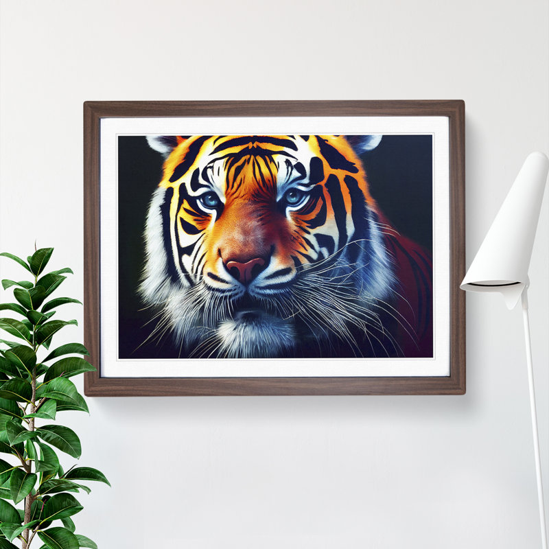 A Tiger Portrait Vol.1 - Framed Print, 34cm H x 46cm W x 2cm D, Walnut
