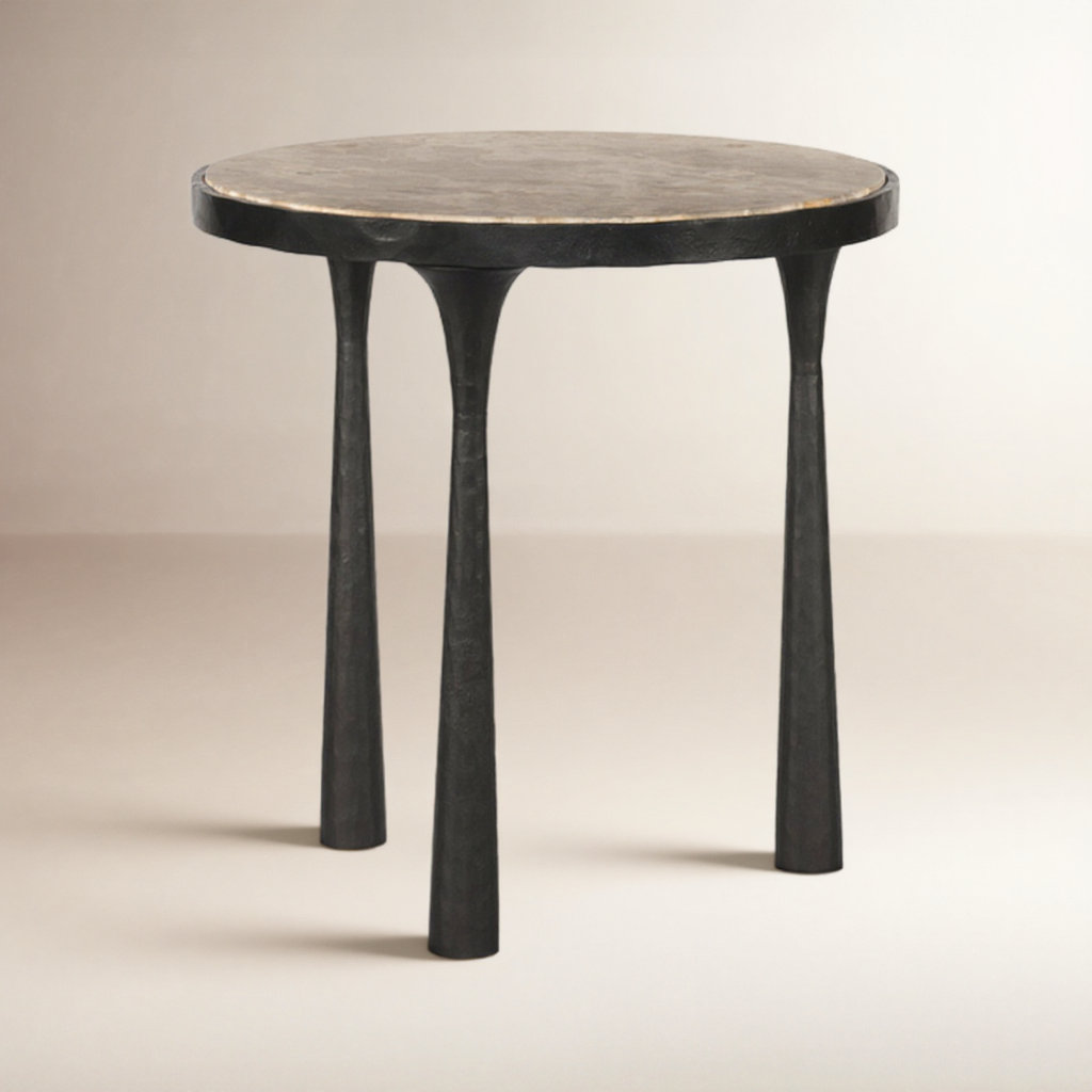 Billings End Table, Fossil Marble Top/Gray Base