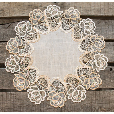 Beige Rose Collection Beige Rose Lace Doily and Table Topper