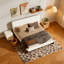 Lit tapissier avec pieds en bois massif brun foncé-293783157