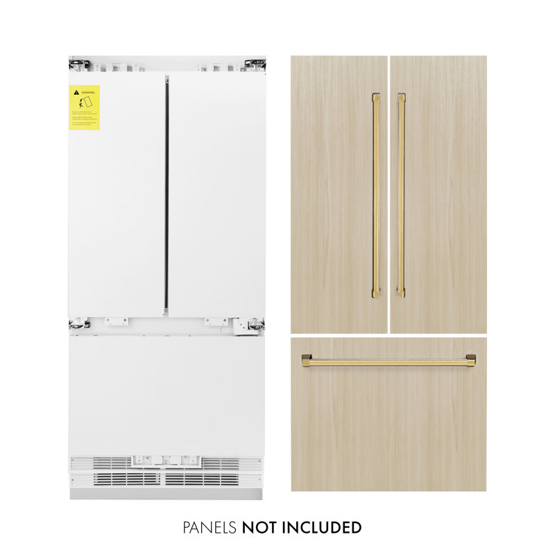 ZLINE 36" Built-In 3-Door French Door Refrigerator with Internal Water and Ice Dispenser, Gold