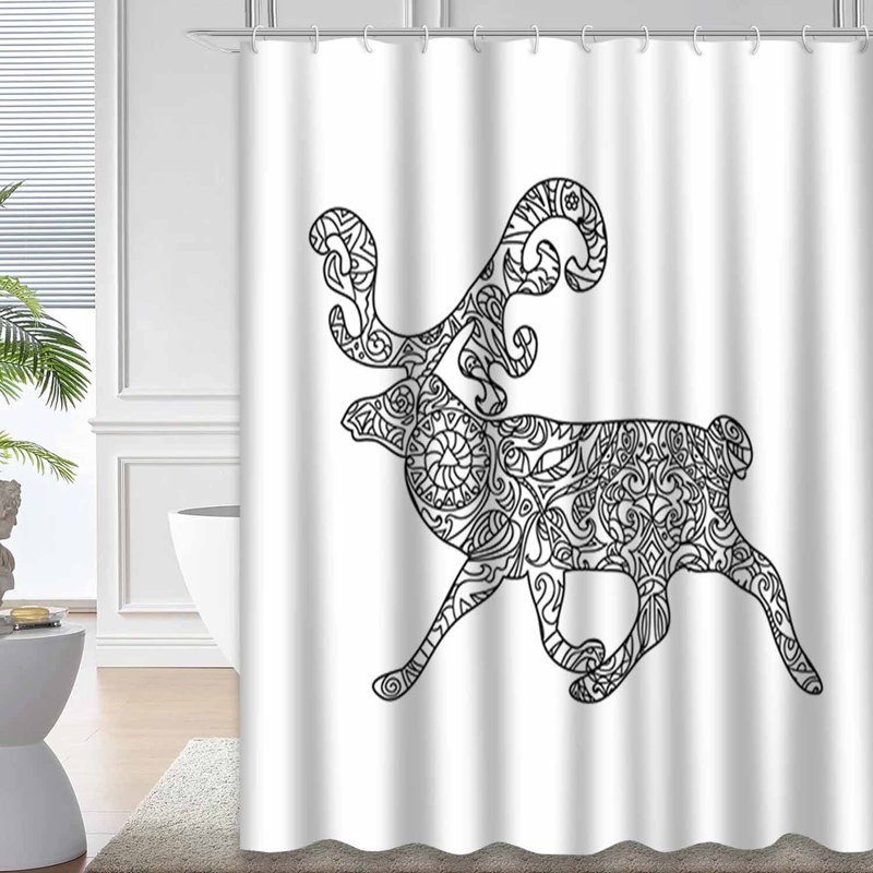 Rideau de douche noir imperméable, rideaux de douche pour la salle de bain avec 12 crochets, 72" L x 78" W