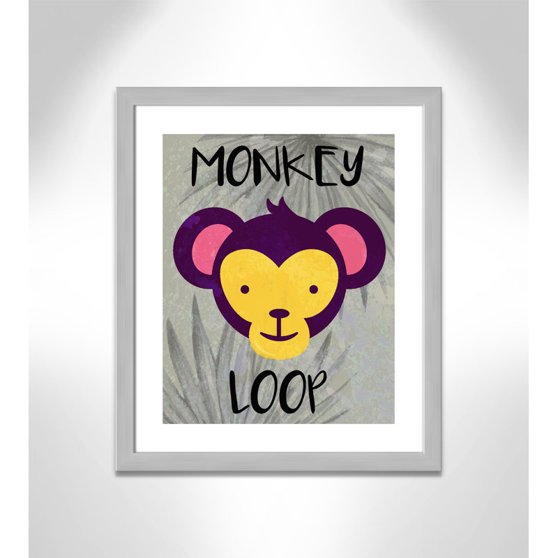 «Monkey Loop», impression sur papier, H 24,5 po x l 20,5 po x P 0,6 po, Encadré plat argent