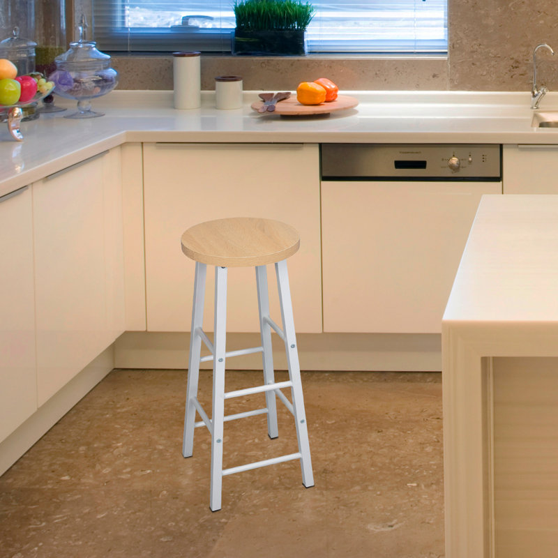 Upholstered Counter Stool with Metal Frame, 1, Light Woodlook