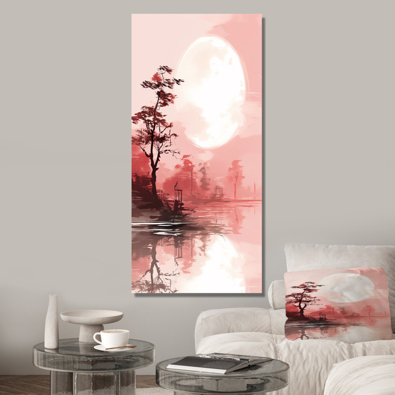 «Island Sunrise - Coastal Tropical», art mural, Toile tendue, H 32 po x l 16 po
