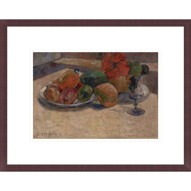 Nature morte avec des mangues et une fleur d'hibiscus par Paul Gauguin - Impression sur toile encadrée