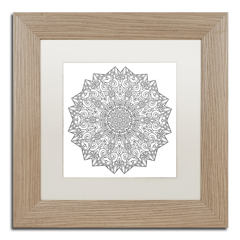 «Calming Mandala», impression sur toile encadrée, Cadre noir, H 11 po x l 11 po x P 0,75 po, Blanc