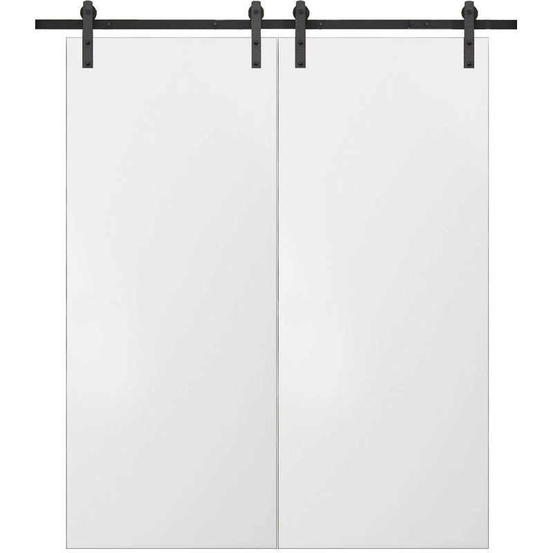 Portes de grange en bois Planum Flush, 64 po x 84 po, Satin blanc