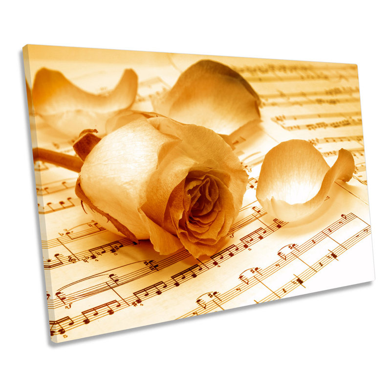 Rose Flower Music Sheet - Wrapped Canvas Art Prints, 91.4cm H x 137.2cm W