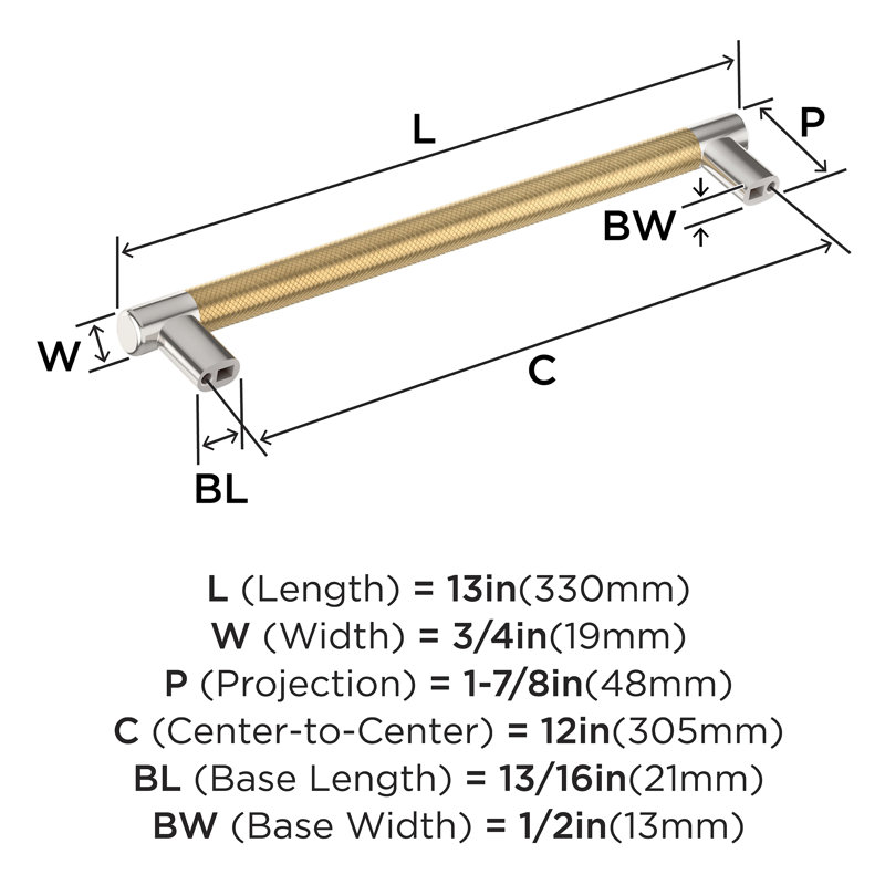 12-Inch Polished Nickel and Champagne Bronze Appliance Pull