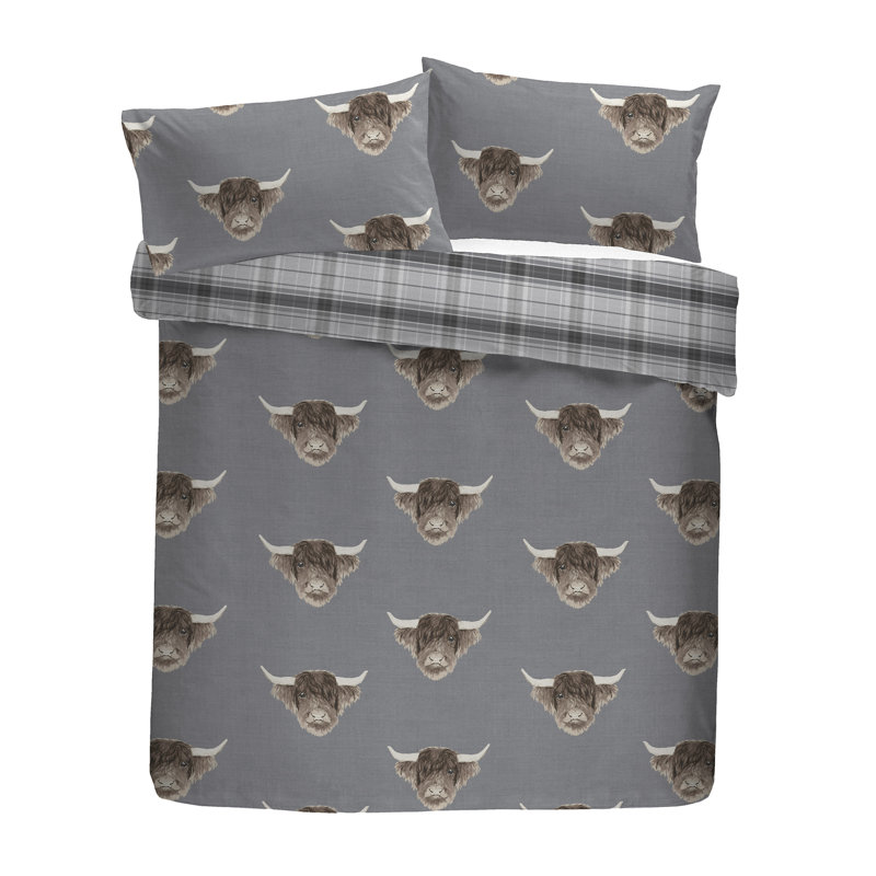 Polyester Animal Print Duvet Cover Set with Pillowcases, Double - 2 Standard Pillowcases, Grey