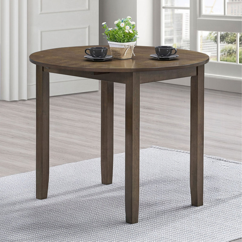 Dining Set Table And Side Chairs Brown Synthetic Leather Upholstered Wooden Kitchen Furniture Drop Leaf Table