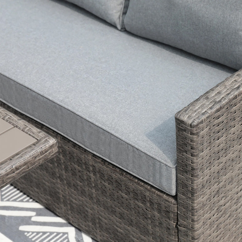 Atvars 8-Person Wicker Outdoor Sectional Seating Group with Storage Ottomans, Gray