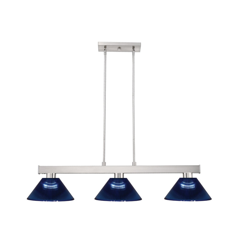 Luminaire suspendu pour table de billard 3 lumières Wausa, Noir, Noir mat
