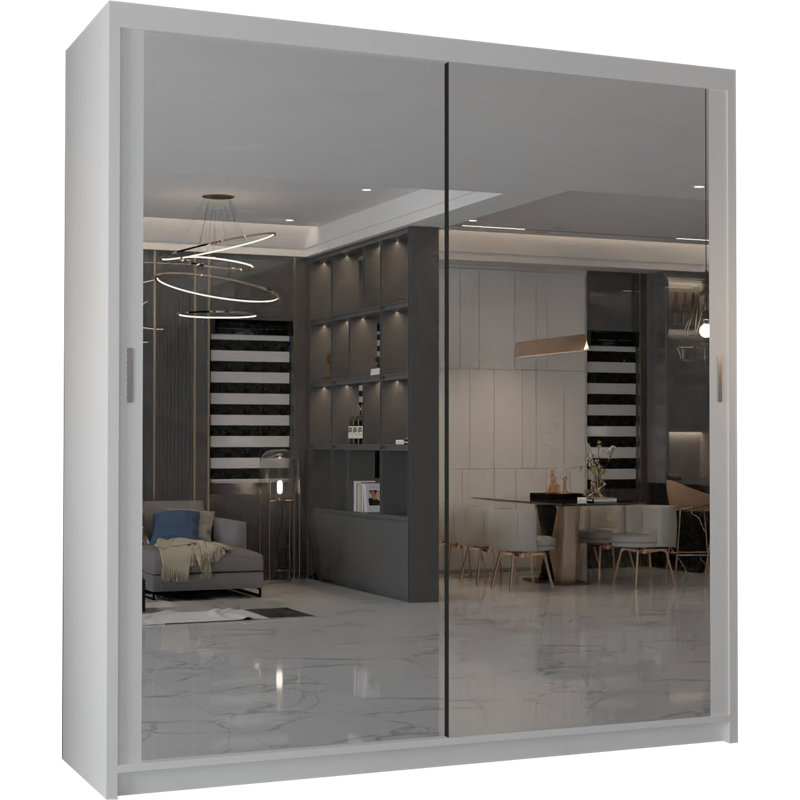 Nyhagen 2 Door Manufactured Wood Wardrobe, Matt Finish, 217cm H x 150cm W x 62cm D