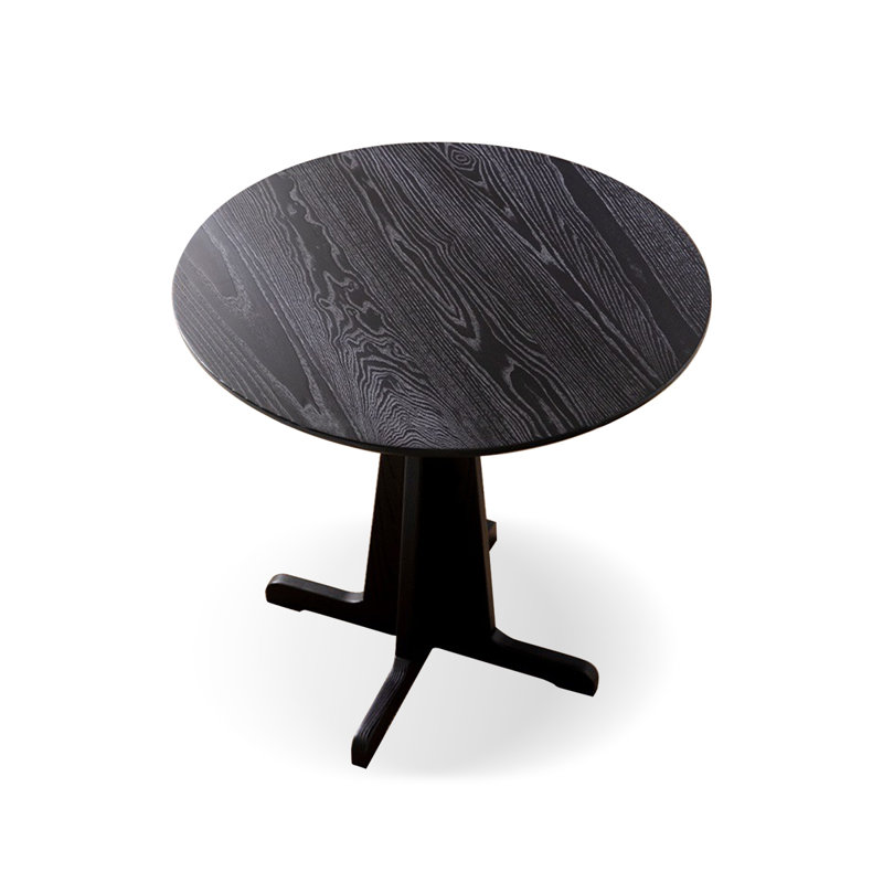 Black Round Solid Wood Dining table, 29.53"H x 31.5"L x 31.5"W, Black