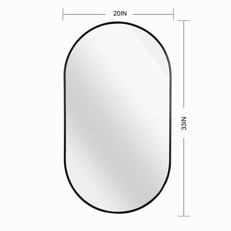 Miroir ovale 20 po x 33 po, Noir