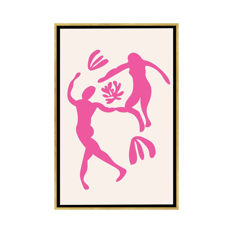 Dancing Dance-impression d’art graphique-impression, Pas de tapis, H 60 po x l 40po x P 1,5 po, Toile encadrée d'or