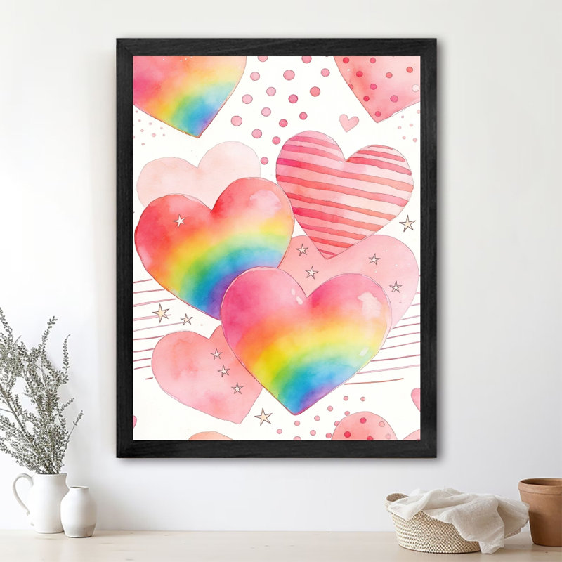 «Black», aquarelle encadrée d'amour, H 37 po x l 25 po
