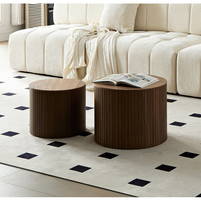 2-Pieces Nesting Coffee Table Set, Walnut