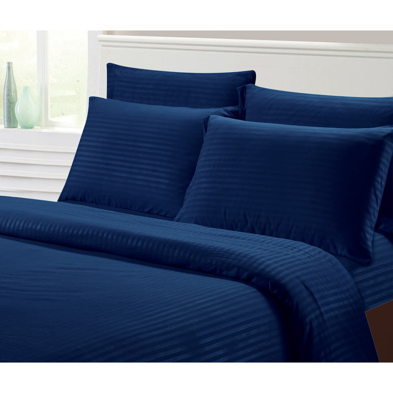 Apthorp Microfiber Striped Sheet Set, Full, Navy