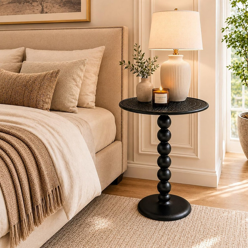 Table d'appoint ronde Sunburst, table d'appoint en métal doré