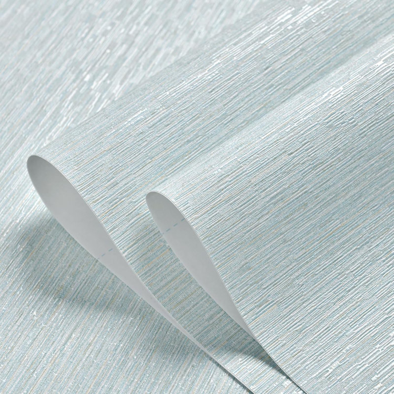 Haimin Grasscloth Peel And Stick Wallpaper, 20.9In X 393In, Textured Self-Adhesive Vinyl, Horizontal Stripes, Light Blue, Waterproof, Removable, Easy To Install