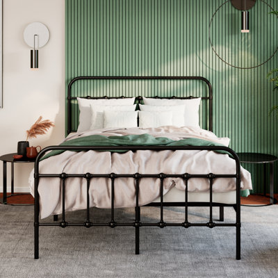 Payan Metal Platform Bed with Vintage Headboard and Footboard
