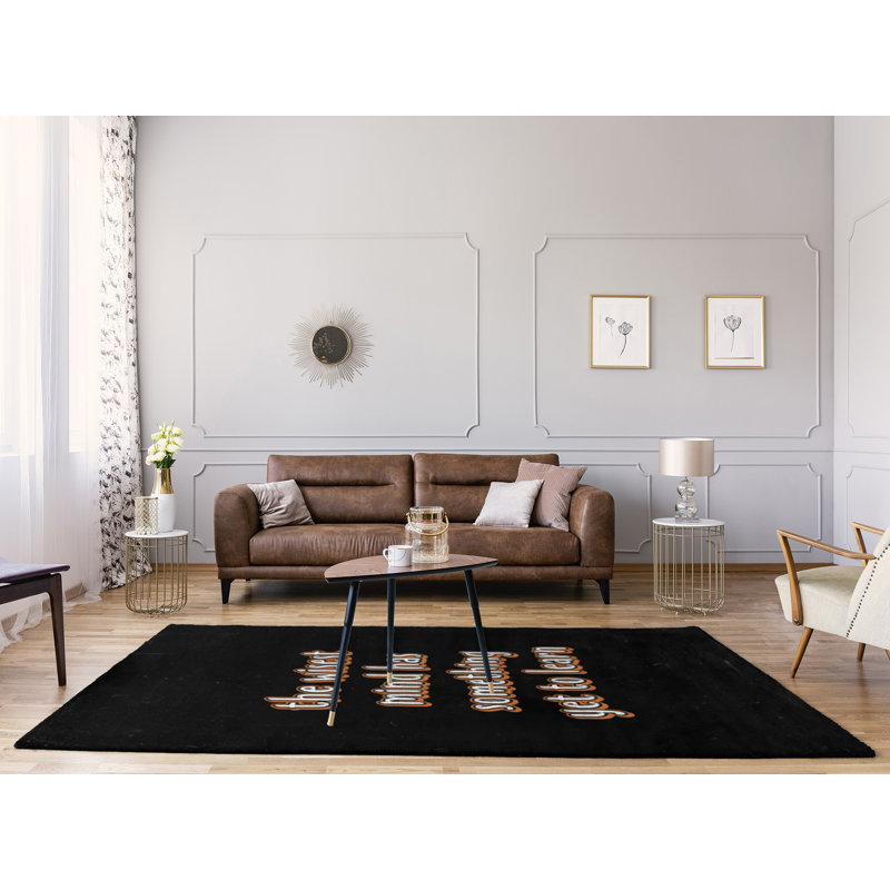 Tapis en chenille de polyester style citations inspirantes Quotes, Rectangle 5 pi x 7 pi
