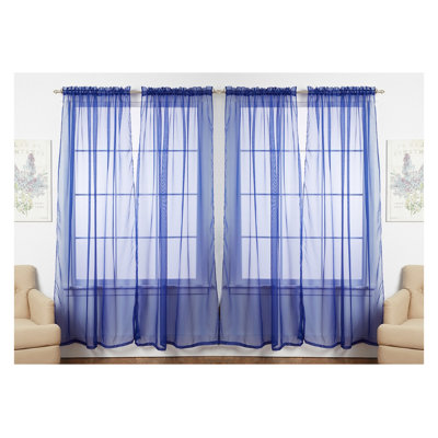 Solid Color Sheer Rod Pocket Curtain Panels