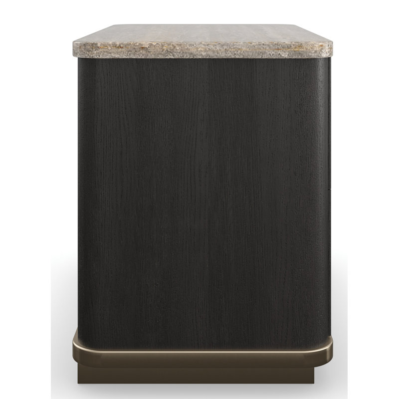 Rhythm 2 - Drawer Solid Wood Nightstand,  Black Stained Ash