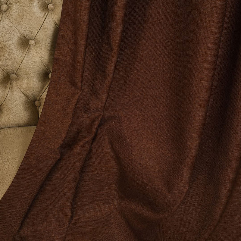 Extra Long & Extra Wide Faux Linen Decorative Curtain Single Panel, 140cm Width x 145cm Drop, Brown
