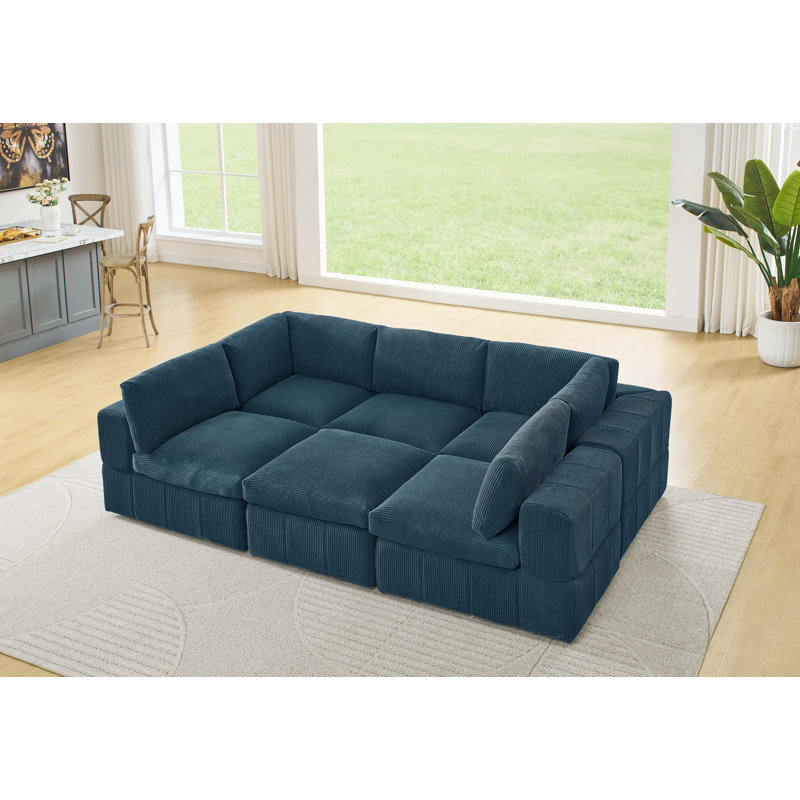 Arregui 6 - Piece Corduroy Sectional
