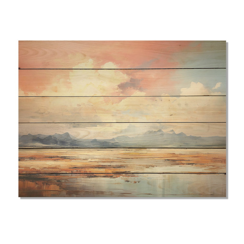 Pastel Plains Of Tranquility - Art mural en bois minimaliste sur bois de pin naturel, H 10 po x l 20 po