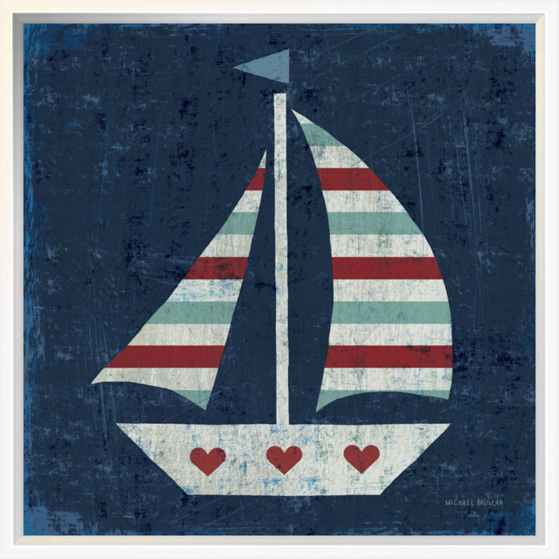 « nautique love voilier », impression sur toile, H 12 po x l 12 po x P 1,5 po, Toile tendue, Aucun mat