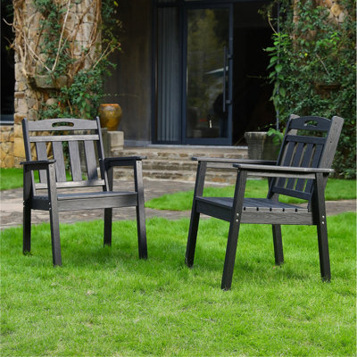 HDPE Outdoor Terrace Dining Chair Set, Low Maintenance - For Gardens, Backyards, And Decks(Vertical Backrest)